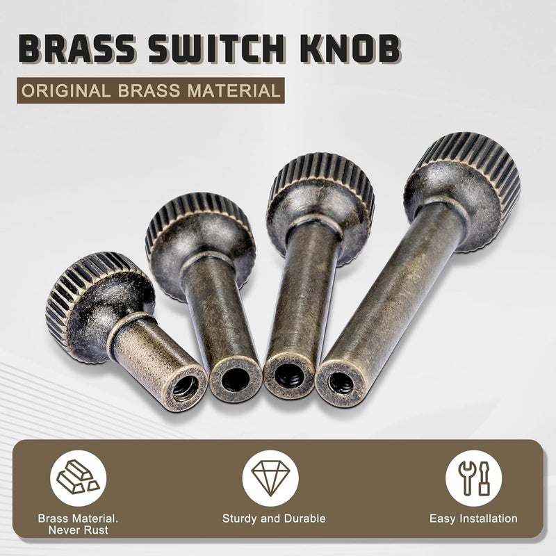 GooChan Lamp Switch Knob,Turn On/Off Brass Light Switch Knob Replacement,Standard Size Twist Switch Knobs,Antique Brass Color (4 Mixed Sizes - Antique Brass) - Image 4